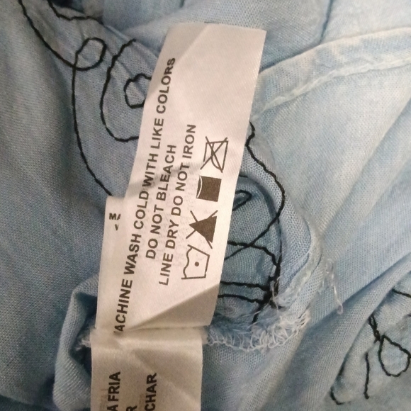 BEACH by Exist Embroidered Cover Up Dress Light Blue Roll Tab Sleeve Size L NWT - Picture 11 of 11